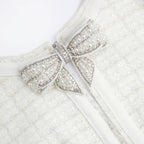 Cream Boucle Bow Mini Dress