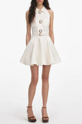 Flowering Girl Women Cream Linen Mini Dress