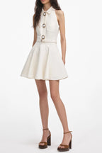 Flowering Girl Women Cream Linen Mini Dress