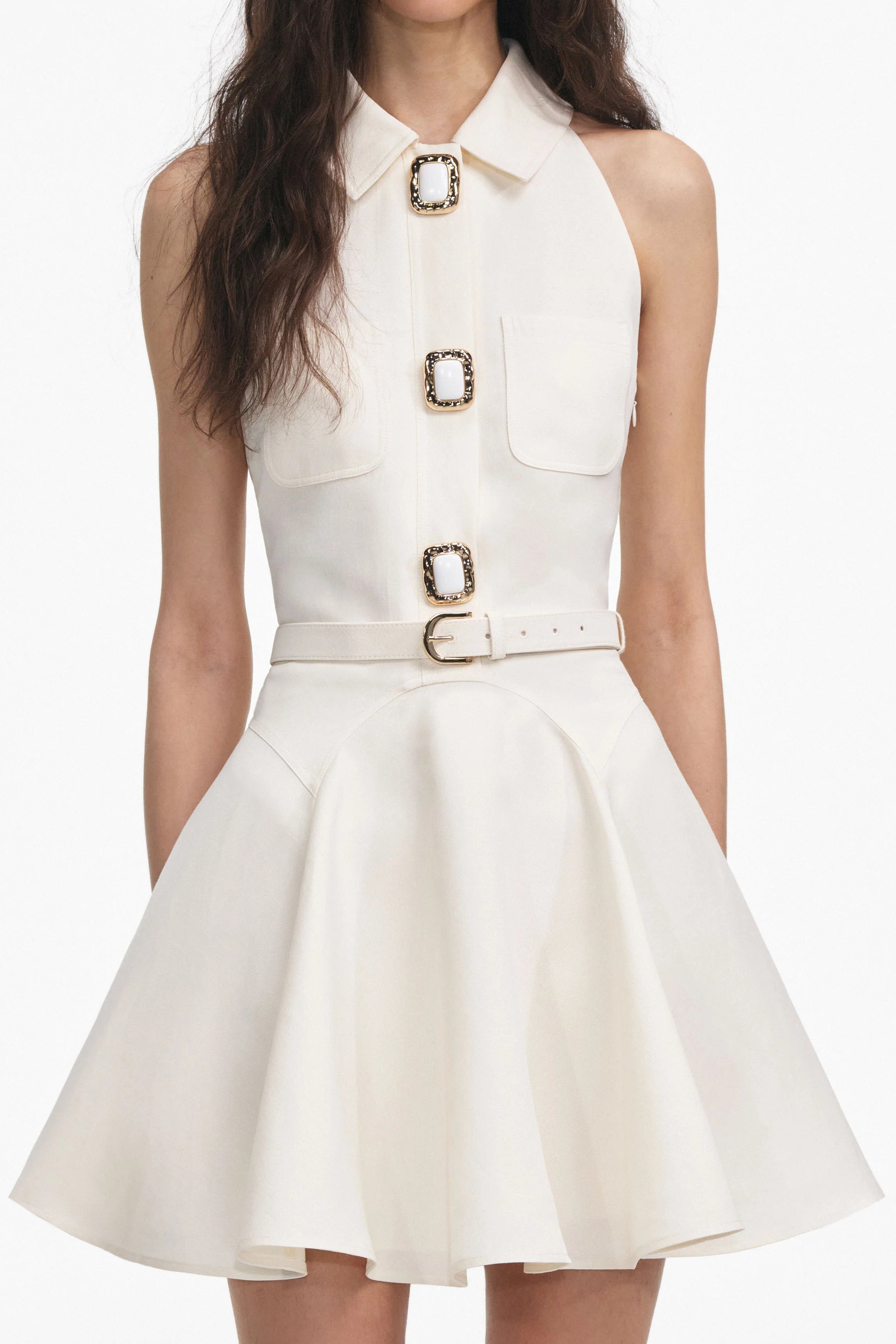 Flowering Girl Women Cream Linen Mini Dress