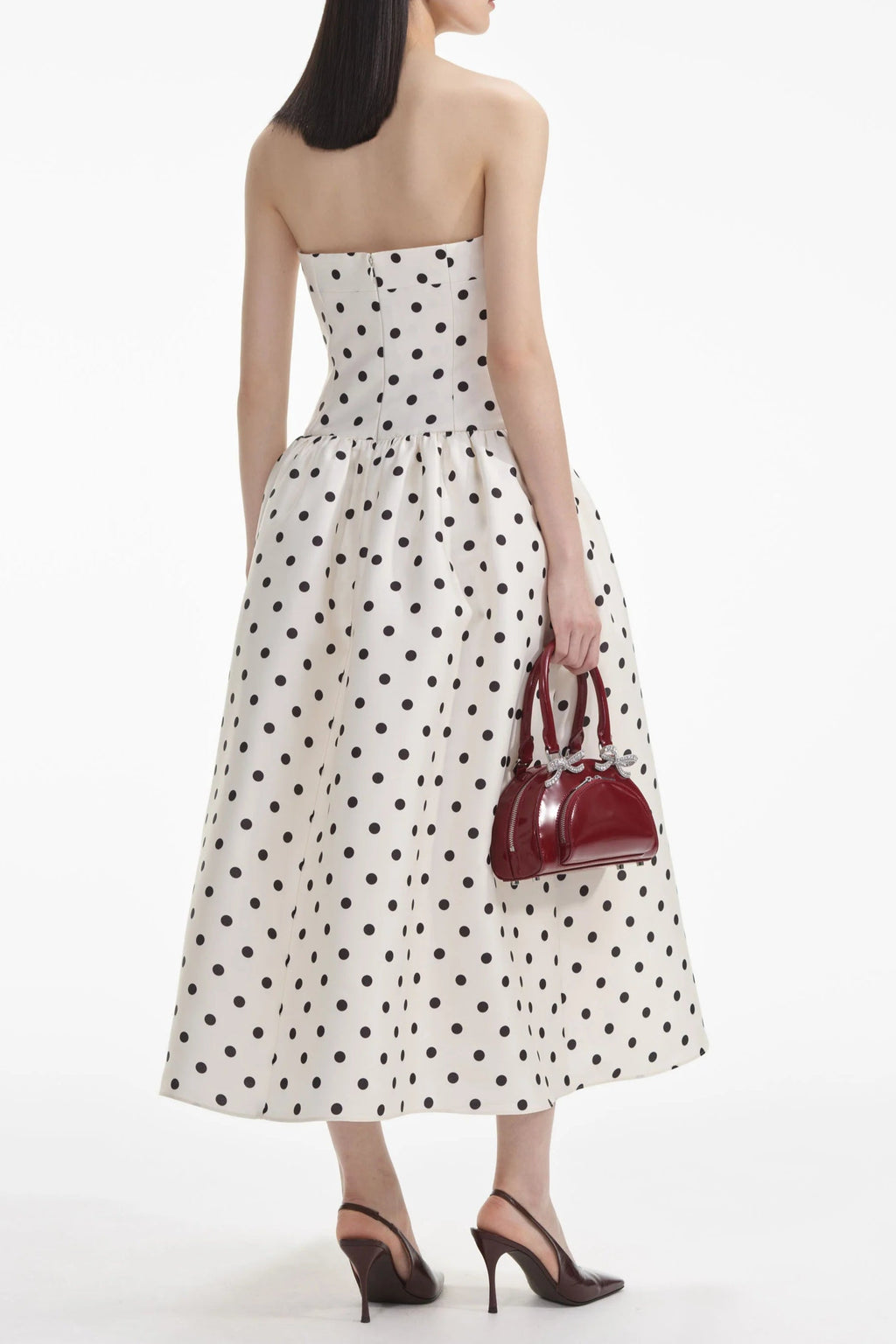 Flowering Girl Women Cream Polka Dot Taffeta Midi Dress