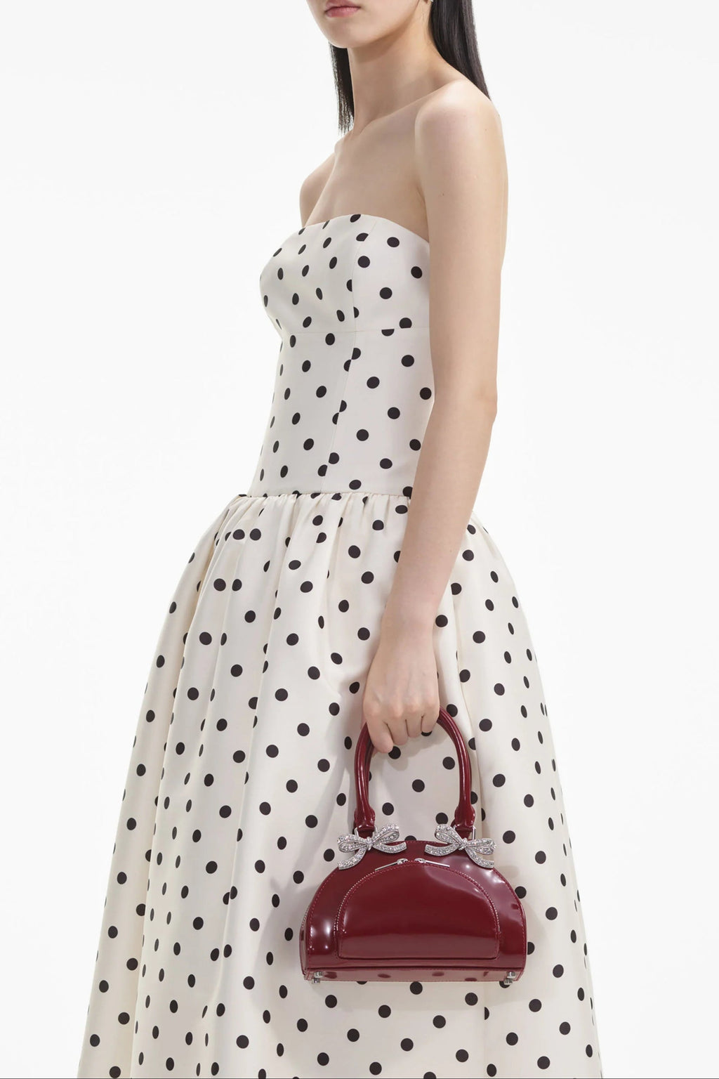 Flowering Girl Women Cream Polka Dot Taffeta Midi Dress