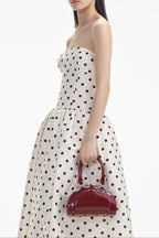 Flowering Girl Women Cream Polka Dot Taffeta Midi Dress