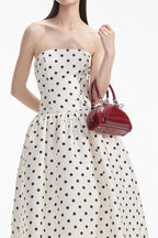 Flowering Girl Women Cream Polka Dot Taffeta Midi Dress