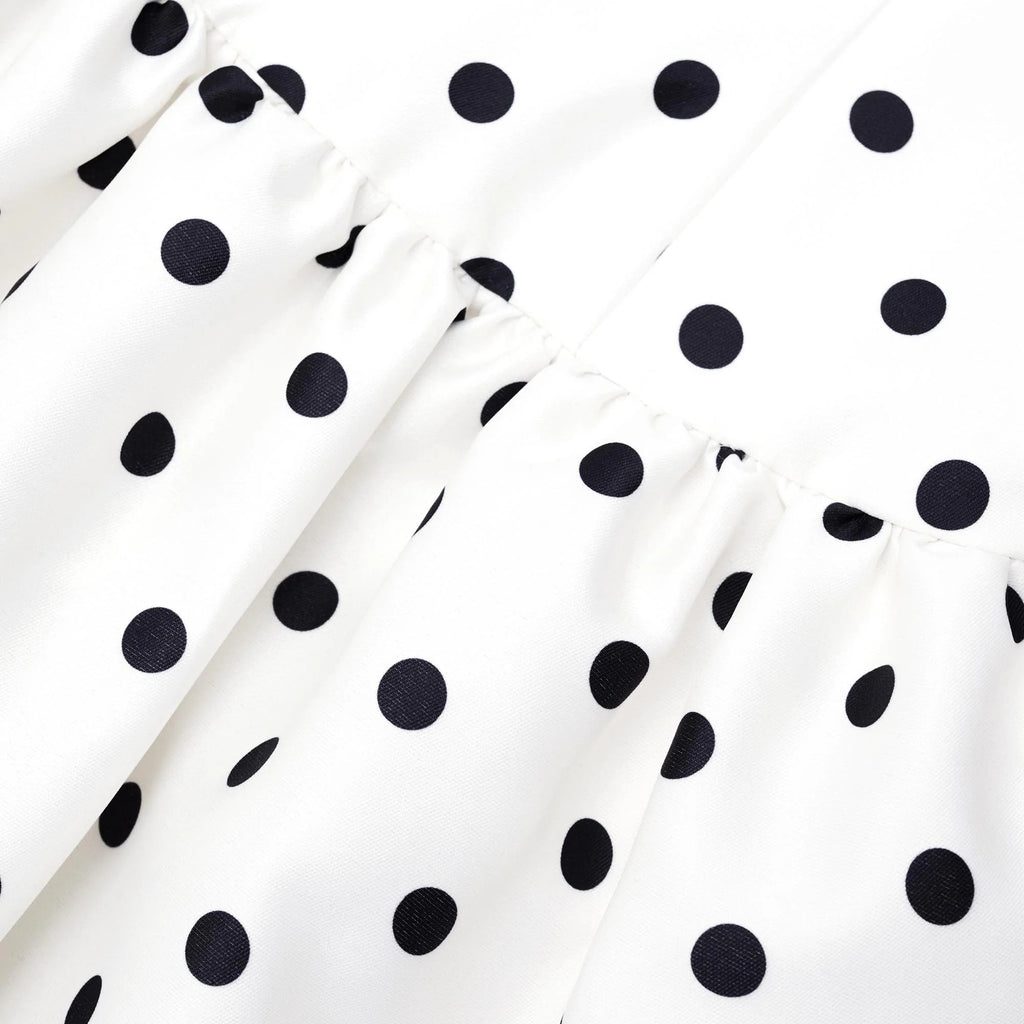 Flowering Girl Women Cream Polka Dot Taffeta Midi Dress