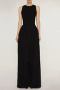 Stretch Sleeveless Tank Top Pleated Pants Set in black