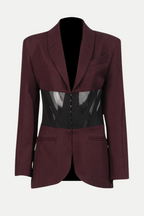 Flowering Girl Women Kamryn Paneled Mesh Blazer - Wine