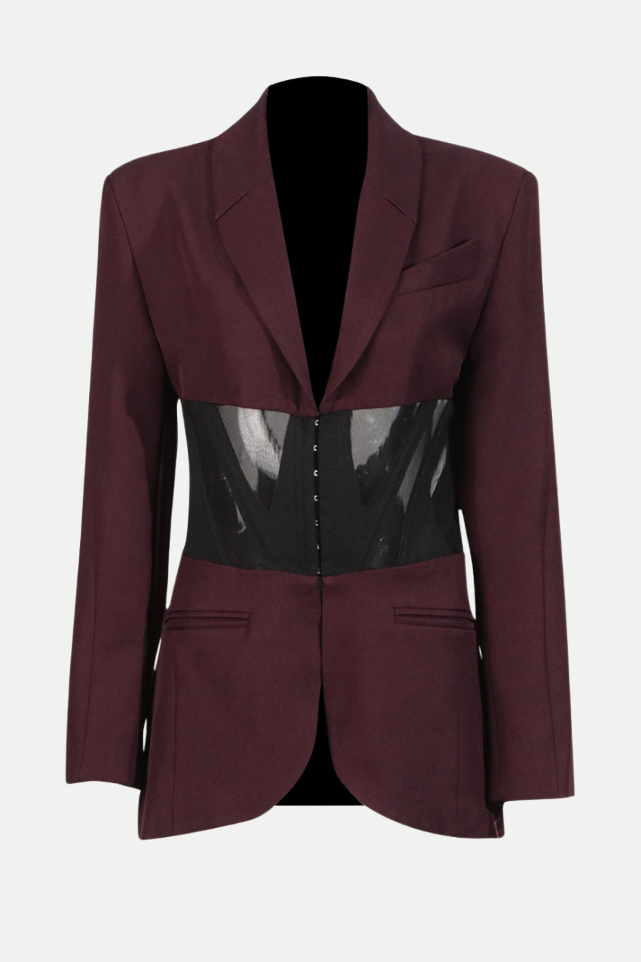 Flowering Girl Women Kamryn Paneled Mesh Blazer - Wine
