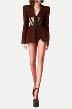 Flowering Girl Women Kamryn Paneled Mesh Blazer - Wine
