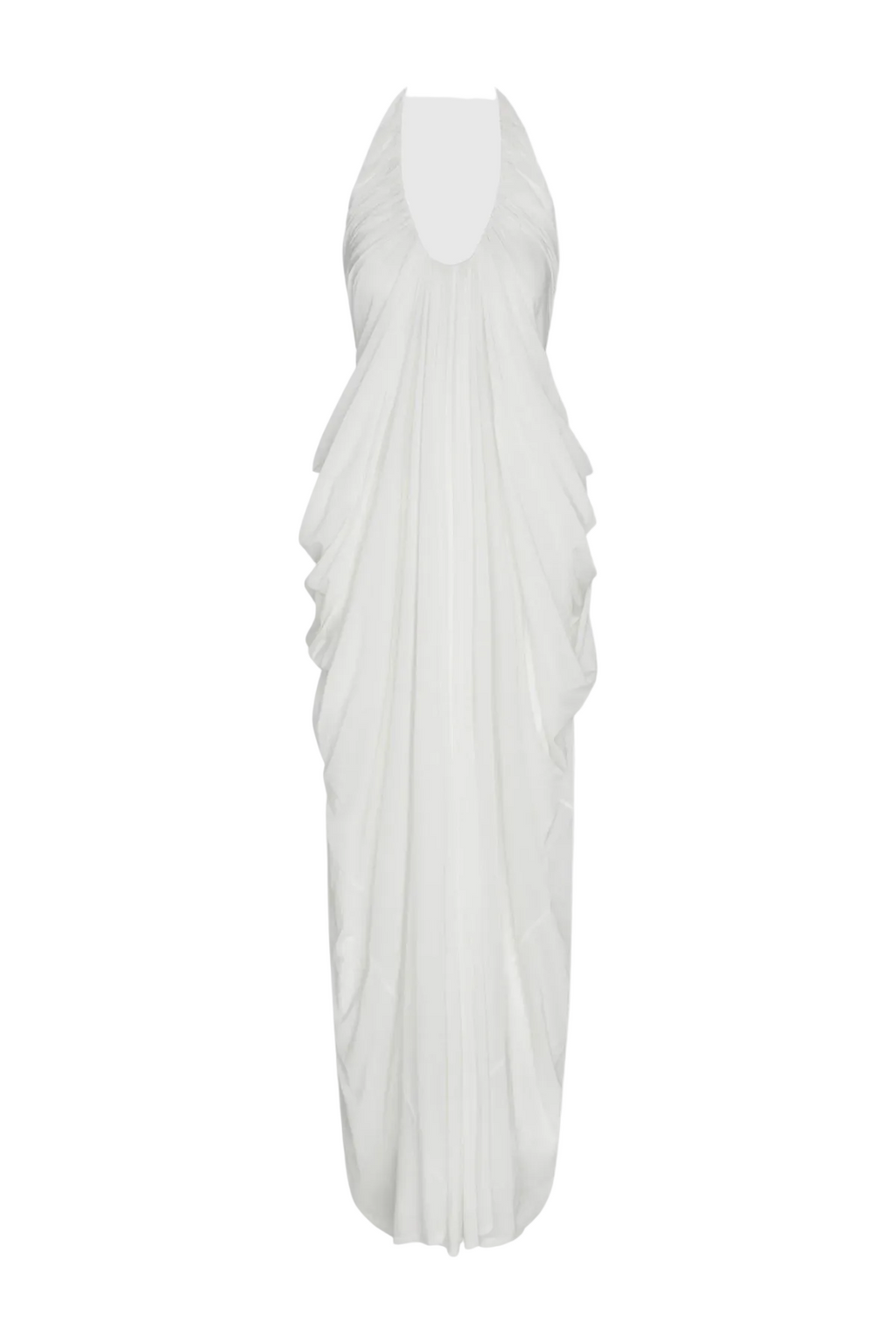 Cyrusa Halter Draped Maxi Dress - White