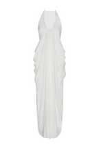 Cyrusa Halter Draped Maxi Dress - White