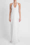 Cyrusa Halter Draped Maxi Dress - White