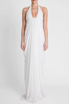 Cyrusa Halter Draped Maxi Dress - White