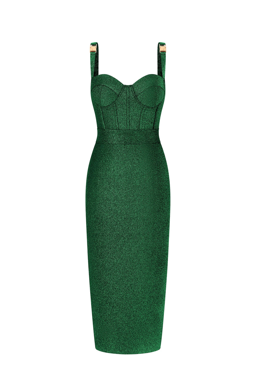 Flowering Girl Women Adjustable Strap Glitter Corset Midi Pencil Dress