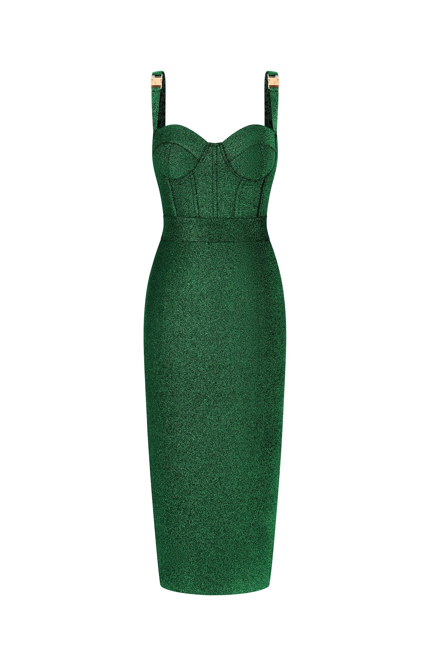 Flowering Girl Women Adjustable Strap Glitter Corset Midi Pencil Dress