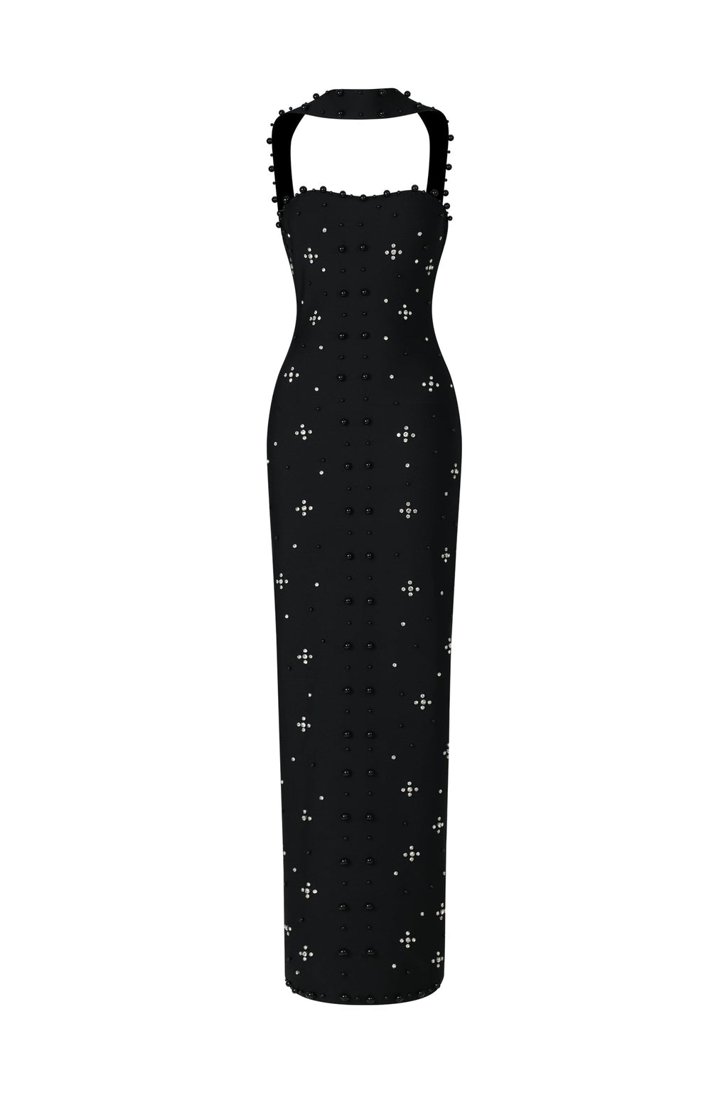 Nesya Sleeveless Pearl Bandage Maxi Dress