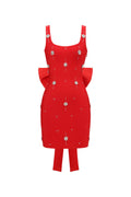 adora Sleeveless Diamond Bow Bandage Mini Dress in red