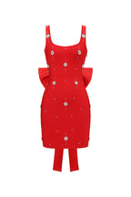 adora Sleeveless Diamond Bow Bandage Mini Dress in red