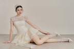 Flowering Girl Women Kelly Sequin Lace Puffy Mini Dress In White