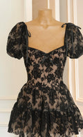 Lara Puff Lace Mini Dress