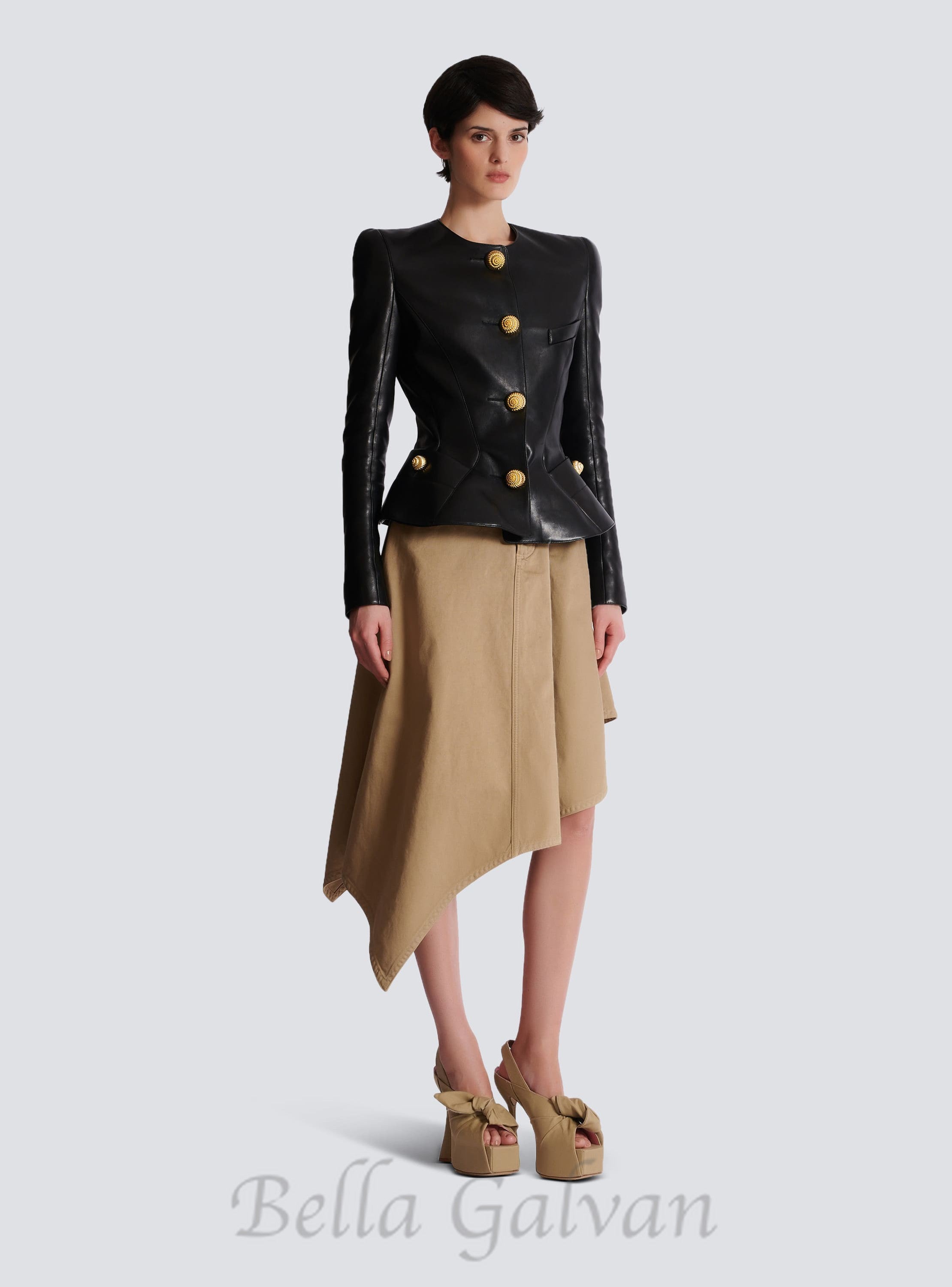 Flowering Girl Women Lambskin leather peplum jacket