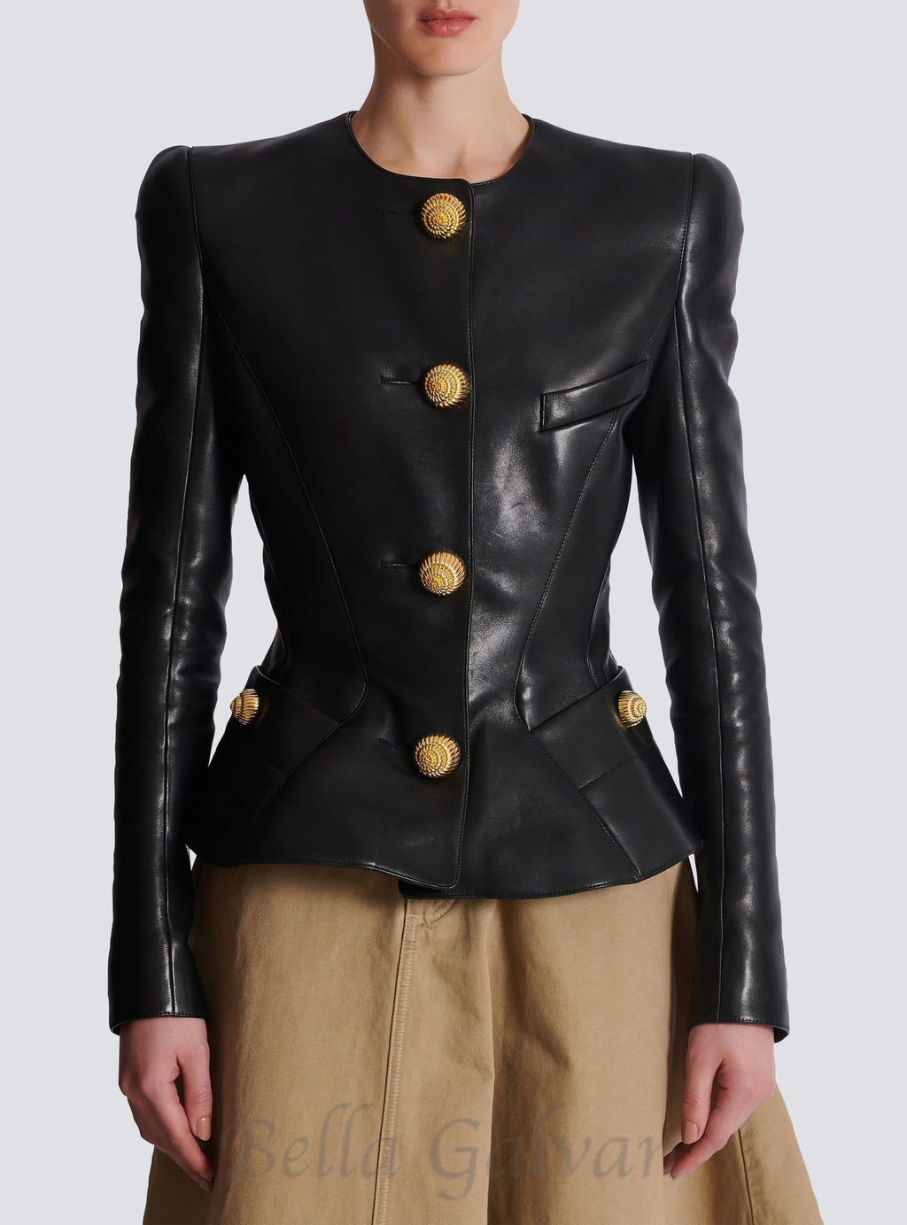 Flowering Girl Women Lambskin leather peplum jacket
