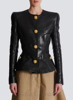 Flowering Girl Women Lambskin leather peplum jacket