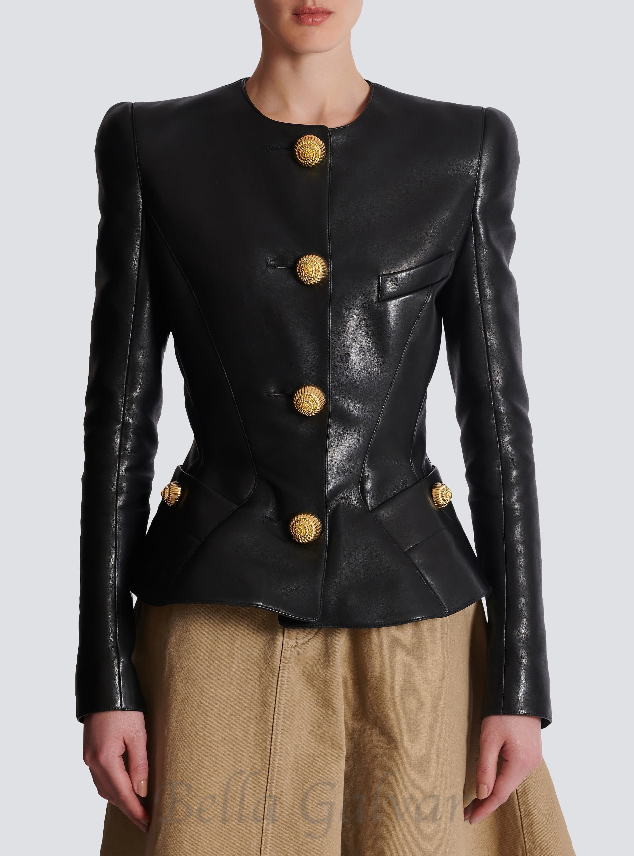 Flowering Girl Women Lambskin leather peplum jacket