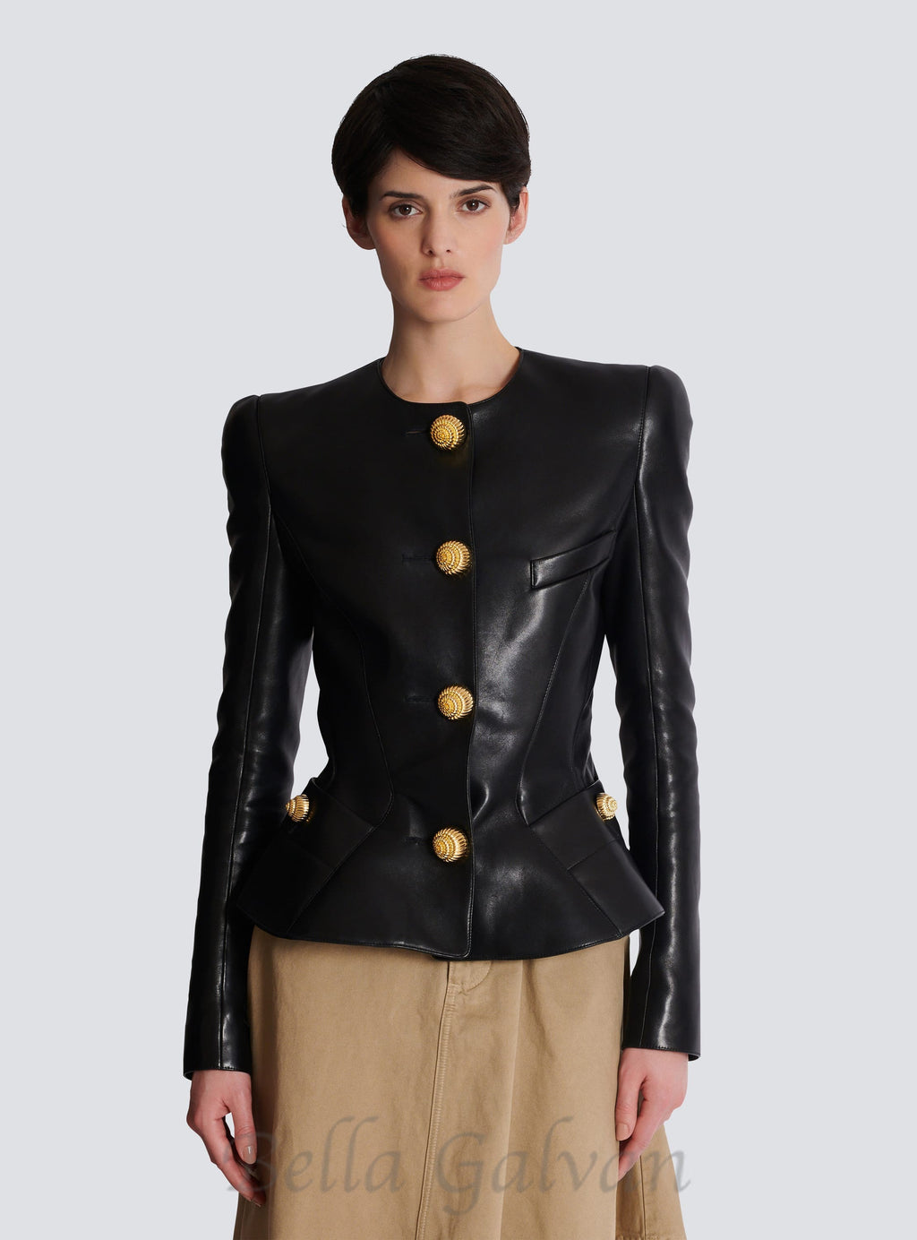 Flowering Girl Women Lambskin leather peplum jacket