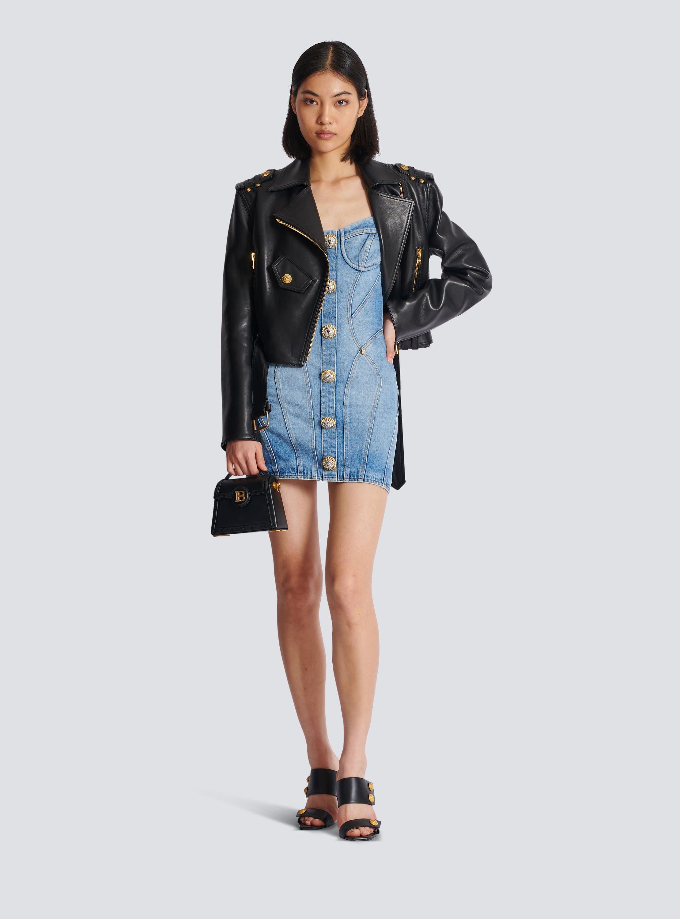 Flowering Girl Women Buttoned denim mini dress in blue