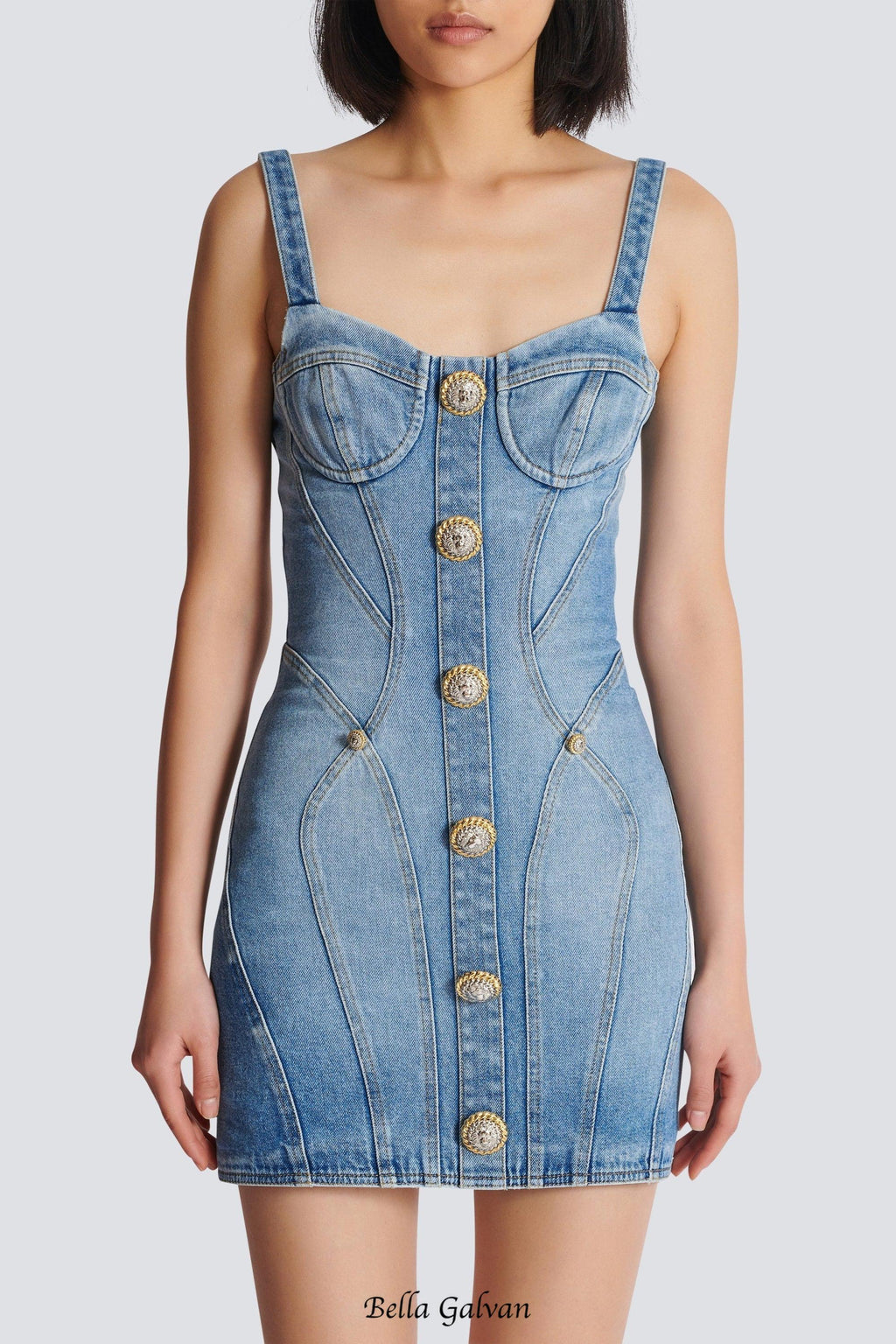 Flowering Girl Women Buttoned denim mini dress in blue