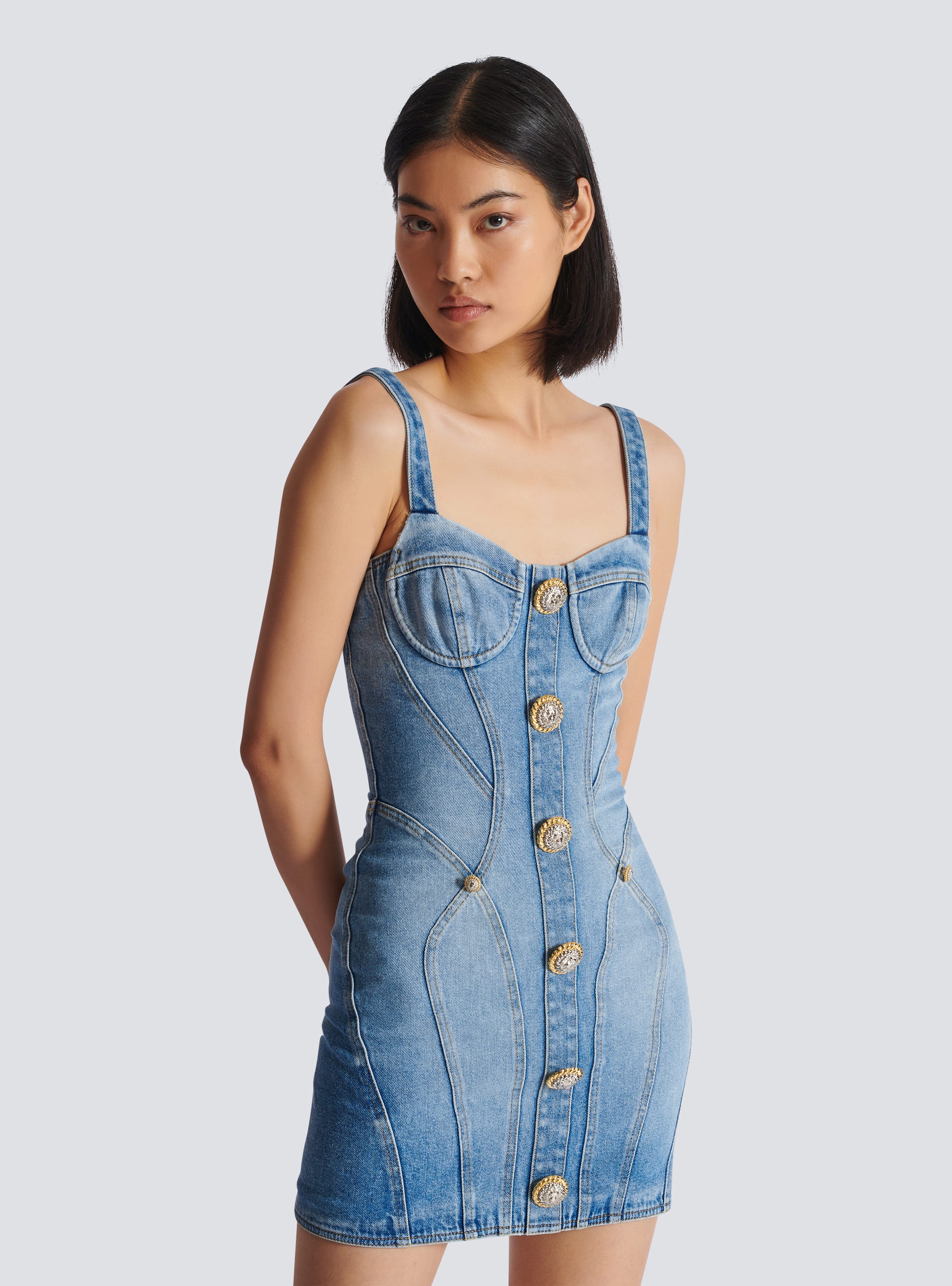 Flowering Girl Women Buttoned denim mini dress in blue