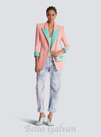Flowering Girl Women 1-button double crepe two-tone jacket