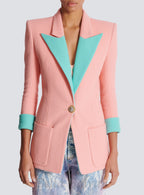 Flowering Girl Women 1-button double crepe two-tone jacket