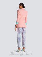 Flowering Girl Women 1-button double crepe two-tone jacket