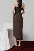 Flowering Girl Women adelaide Strapless Asymmetric Midi Dress in brown