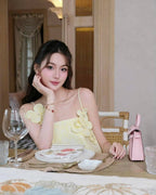 Flowering Girl Women tracy floral jacquard mini dress in yellow