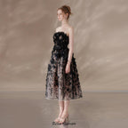 Flowering Girl Women anna crystal floral embroidery midi dress in black