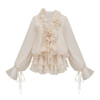 Zéphyrine Floral-Appliqué Tiered Mini Dress In Neutrals
