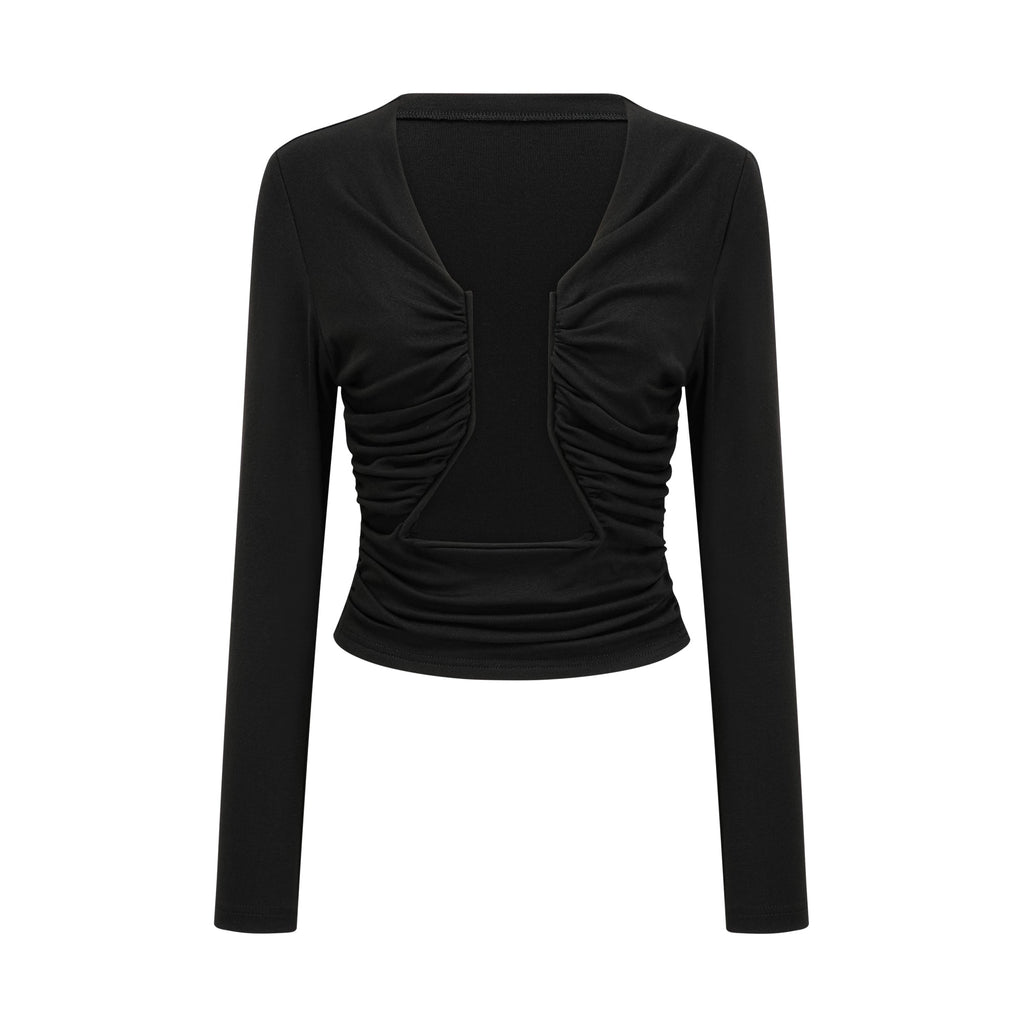 Flowering Girl Women Anaïs black open-front gathered top
