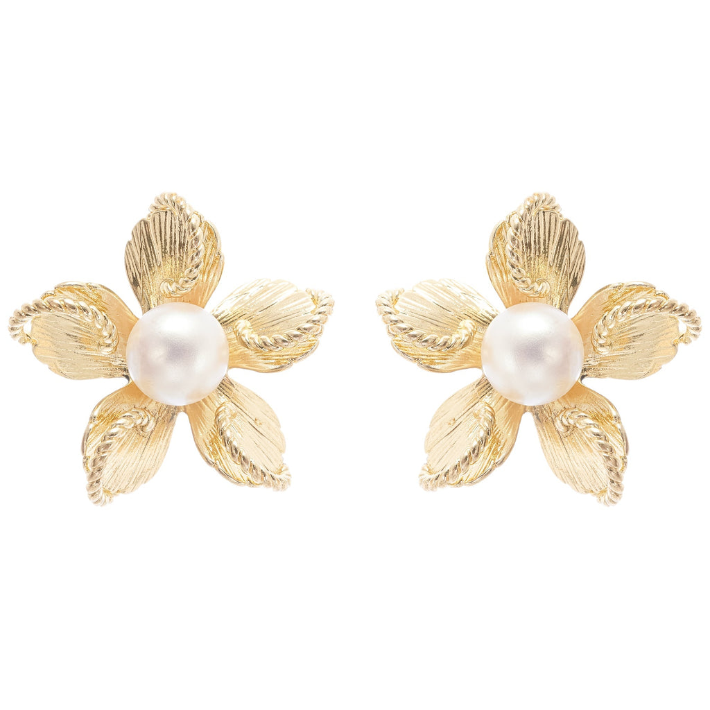 Jeanne Floral Faux-Pearl Stud Earrings