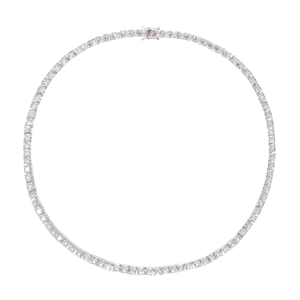 Avril Silver Tone Square Cut Crystal Embellished Necklace