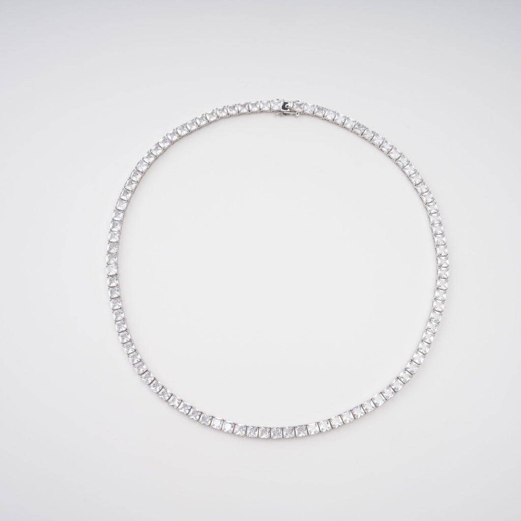 Avril Silver Tone Square Cut Crystal Embellished Necklace