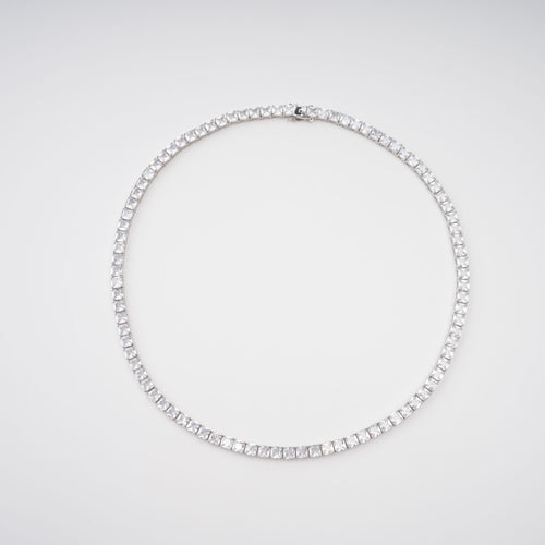 Avril Silver Tone Square Cut Crystal Embellished Necklace