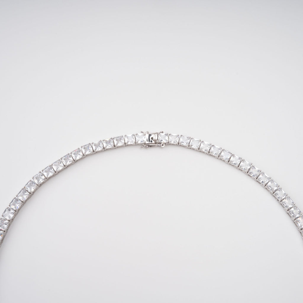 Avril Silver Tone Square Cut Crystal Embellished Necklace