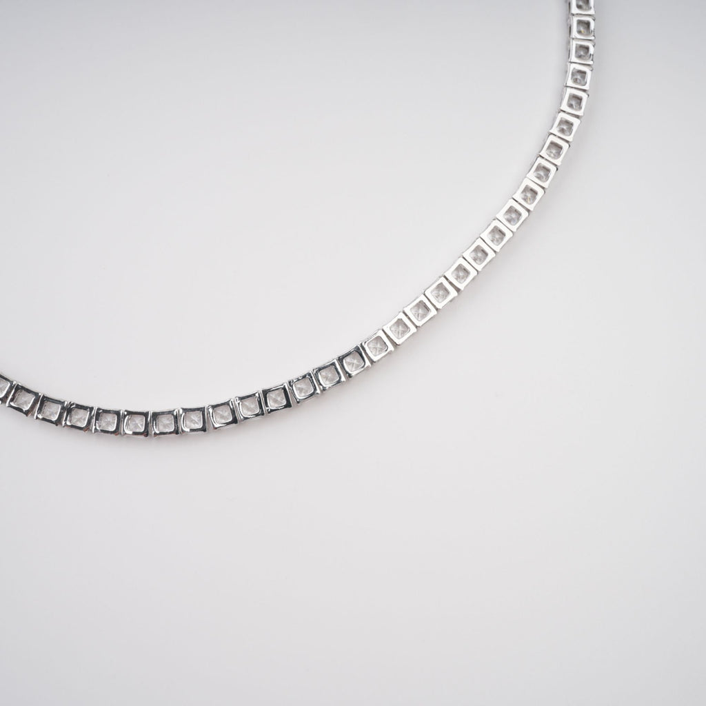 Avril Silver Tone Square Cut Crystal Embellished Necklace