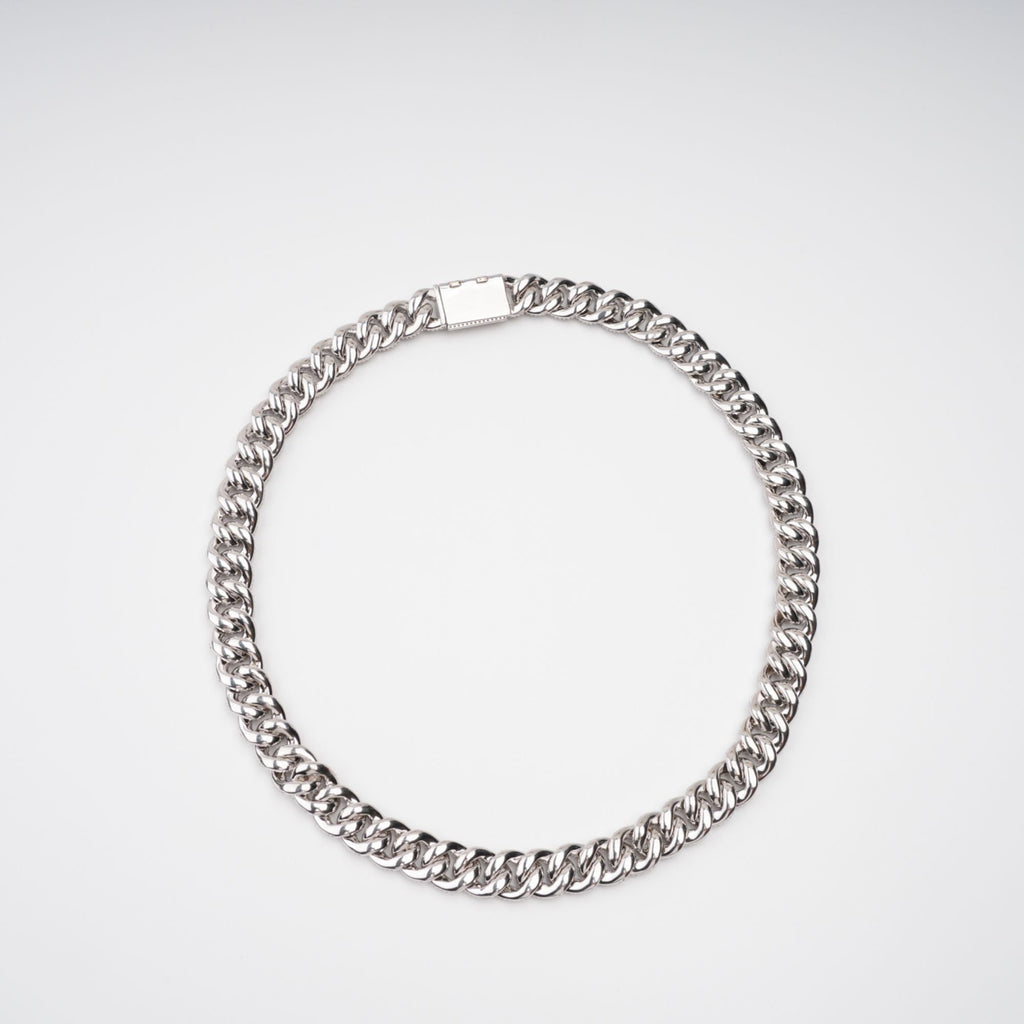 Frida Silver Tone Cuban Link Crystal Embellished Necklace