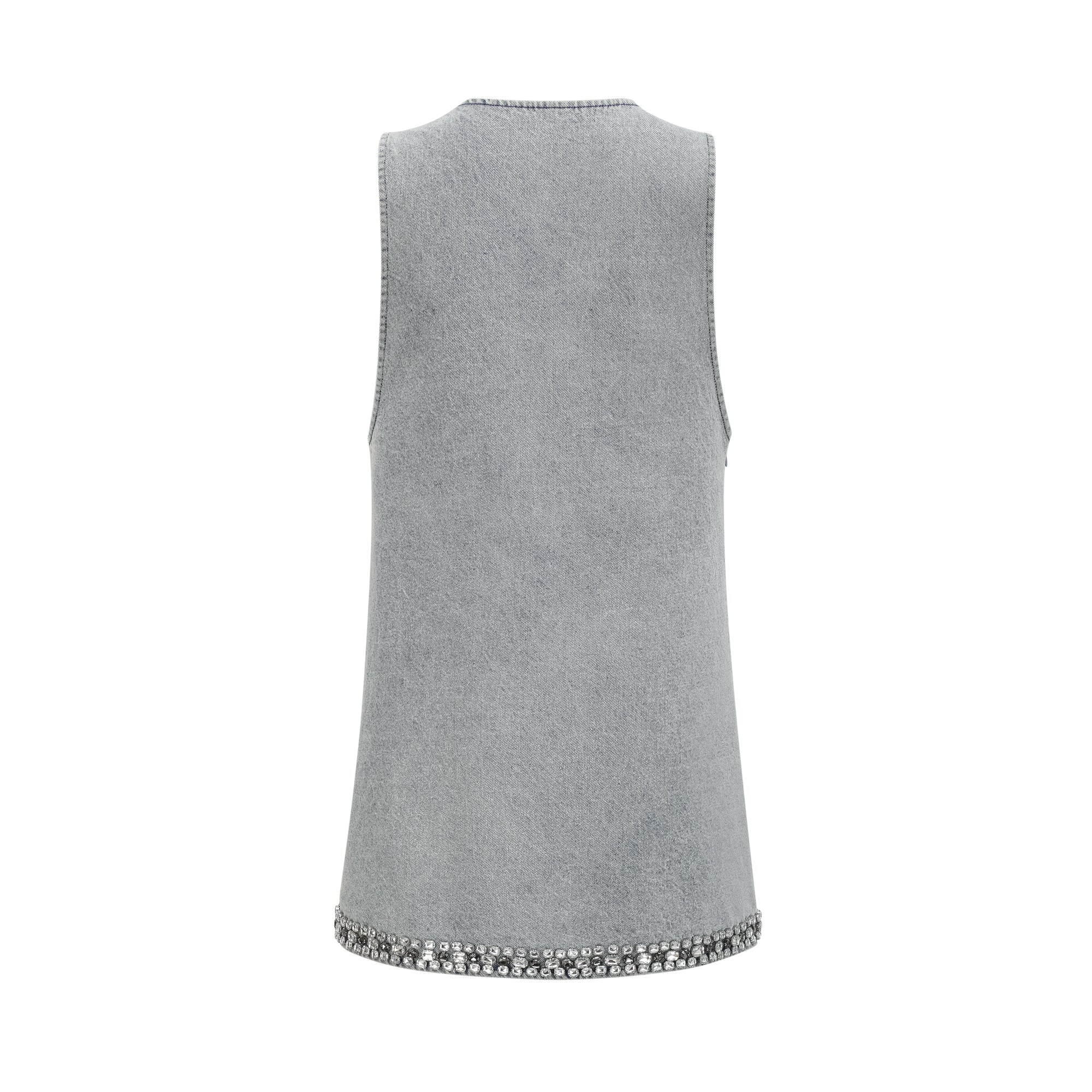 Flowering Girl Women Daphné blue crystal sleeveless denim mini dress