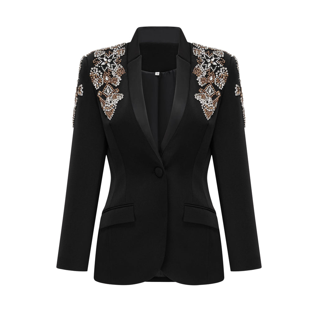 Flowering Girl Women Delphine black embellished jacket & trousers matching set