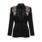 Flowering Girl Women Delphine black embellished jacket & trousers matching set